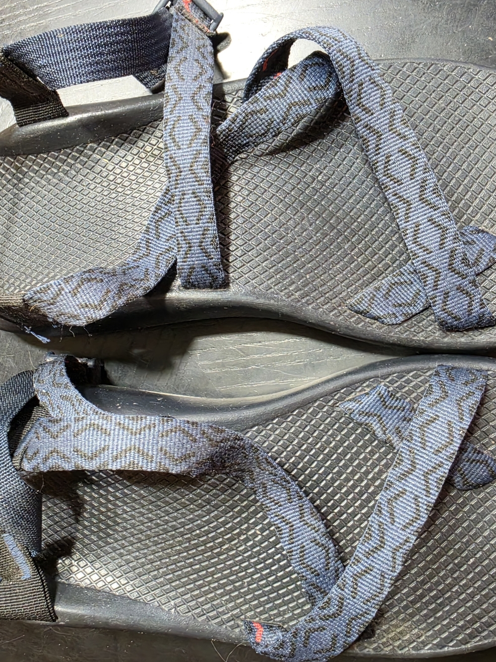 Chaco Black Sandal with Patterned Blue Straps